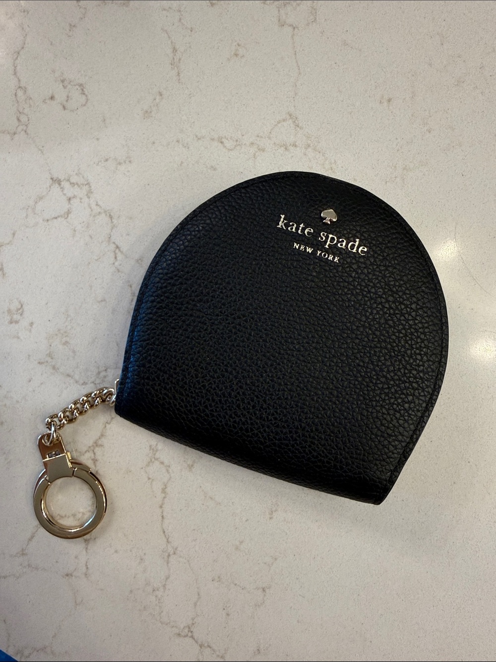 Never used/like new Kate spade Black Pebbled Leather Key & Coin Pouch with Gold